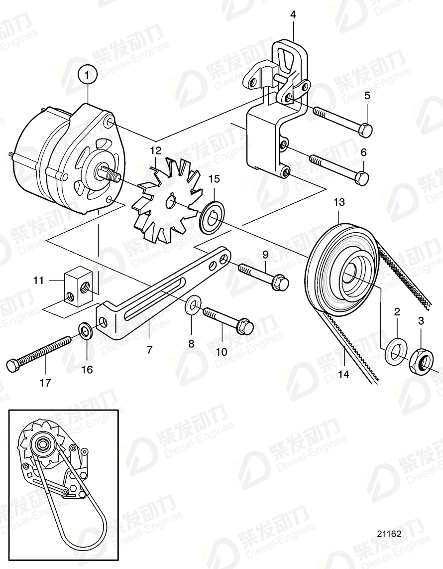 volvo penta Pulley 20593394 Drawing